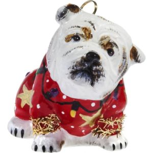 Bulldog with Ugly Sweater Ornament