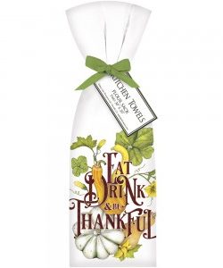 Eat, Drink, and Be Thankful Wine Bag by Mary Lake Thompson