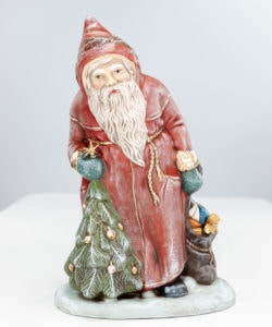 MAROLIN Hunched Santa in Red with Bag and Tree