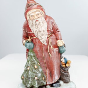 MAROLIN Hunched Santa in Red with Bag and Tree
