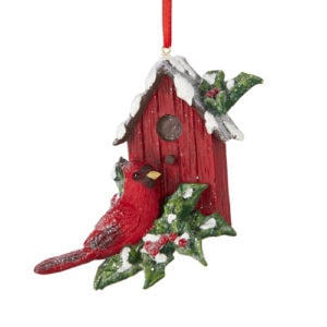 Cardinal with Birdhouse Ornament