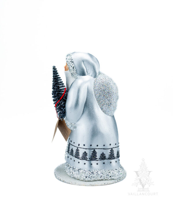 Santa Striding Silver With Tree