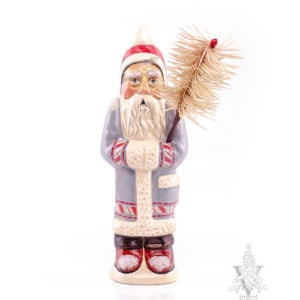 Small Santa in Blue with Feather Tree