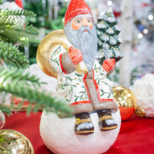 Santa on Snowball with Gold Sack