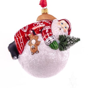 Snow Balls™ Gingerbread Coat Santa Hugging Snowball