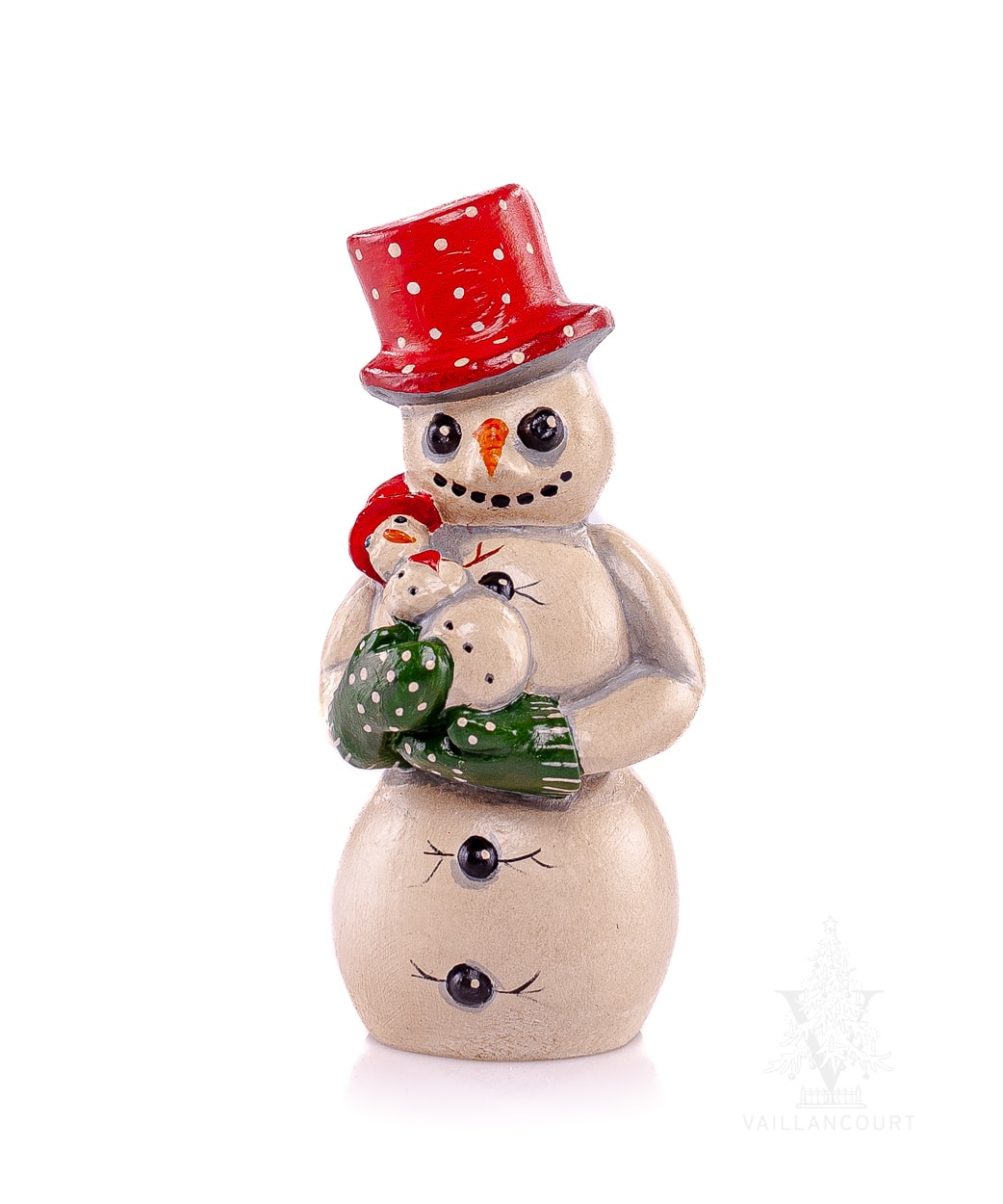 Red Hat Snowman Holding Snow Baby