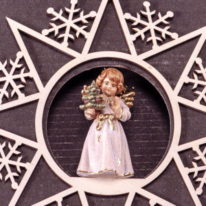 Bell Angel with Tree in Hanging Snowflake Star by PEMA