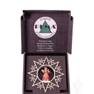 Bell Angel with Violin in Hanging Snowflake Star by PEMA