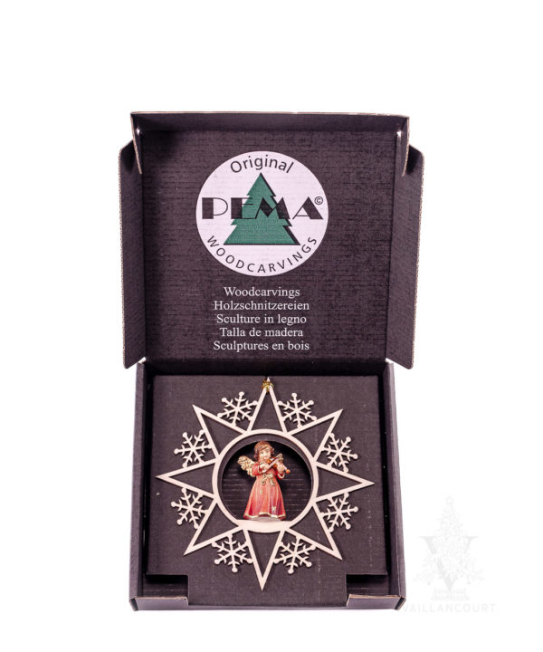 Bell Angel with Violin in Hanging Snowflake Star by PEMA