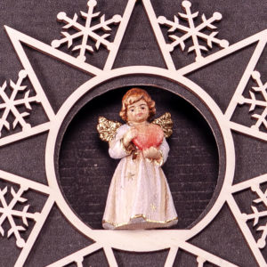 Bell Angel with Heart in Hanging Snowflake Star by PEMA