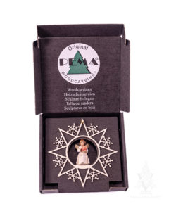 Bell Angel with Heart in Hanging Snowflake Star by PEMA