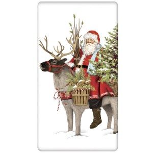 Santa with Reindeer Towel