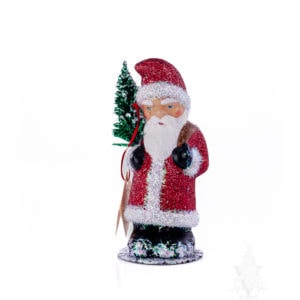 Ino Schaller Red Glitter Santa With Fluffy Edge