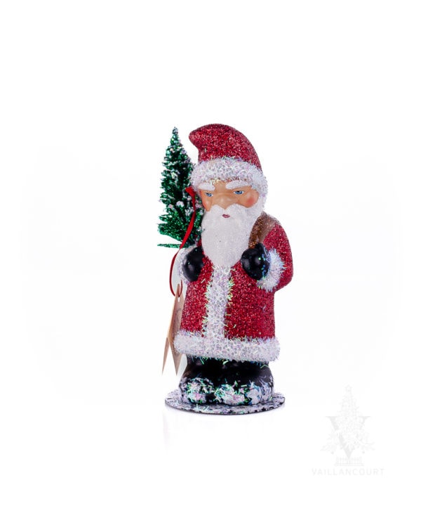 Ino Schaller Red Glitter Santa With Fluffy Edge