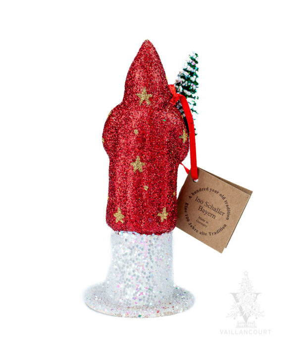 Red Glitter Santa With Gold Stars