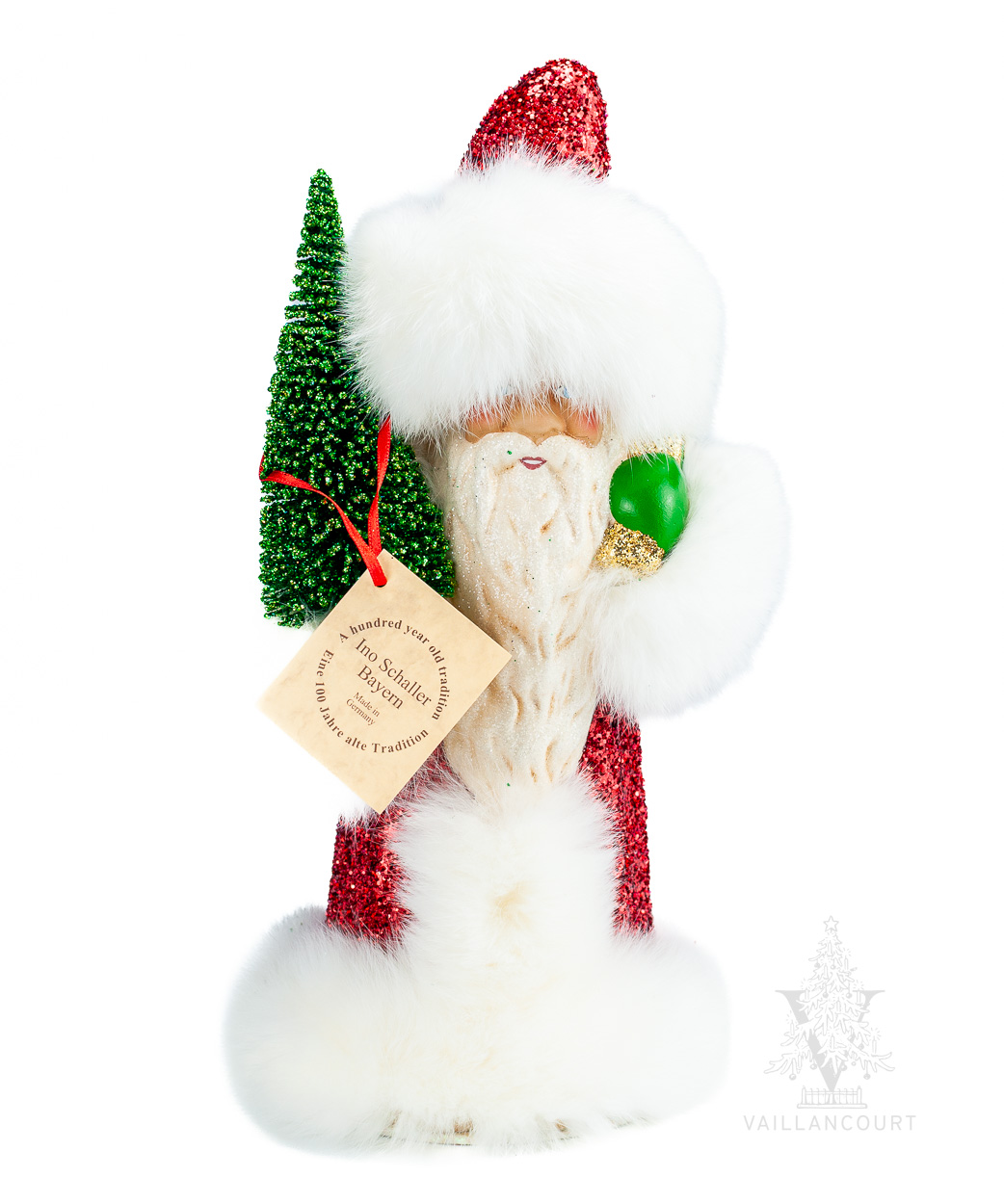 Red Glitter Santa With Fur Edge