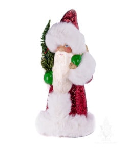 Ino Schaller Red Glitter Santa with White Fur and Tree