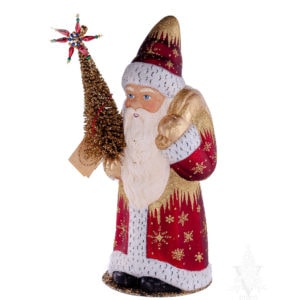 Ino Schaller Red Shiny Santa With Gold Decor