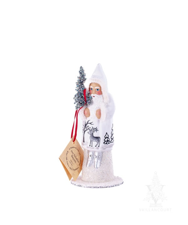 Ino Schaller White Santa With Grey Painted Deer
