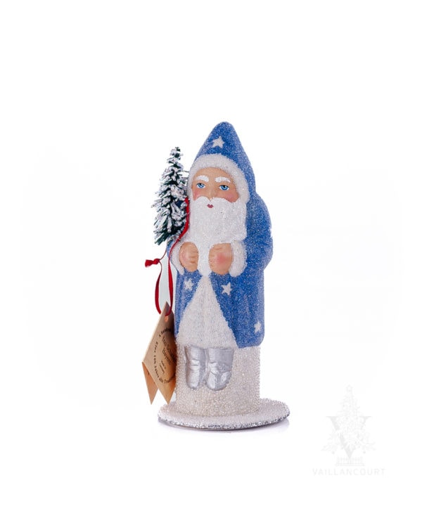 Ino Schaller Light Blue Santa, Stars, Beaded