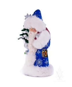 Ino Schaller Santa in Dark Blue with White Fur and Tree
