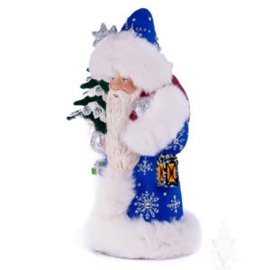 Ino Schaller Santa in Dark Blue with White Fur and Tree