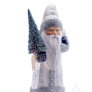 Ino Schaller White Santa With Silver Snowflake