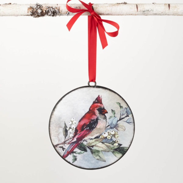 Iron Disc Cardinal Ornament