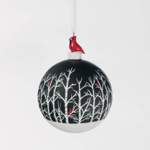 Birch Tree Forest Ornament with Cardinals