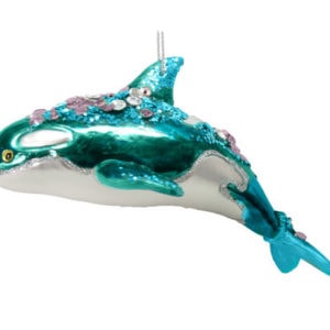 Dark Teal Dolphin Ornament