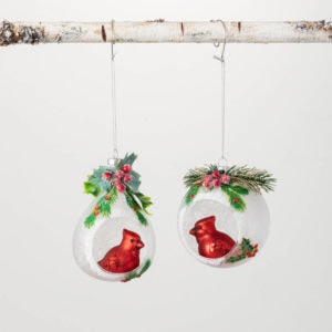 Glass Cardinal in Frost Ornament (Assorted)