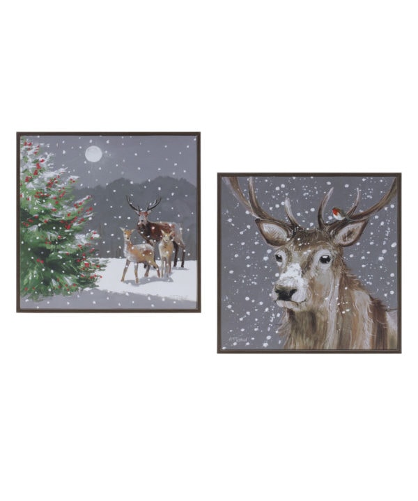 Winter's Deer Framed Wall Art (Assorted)