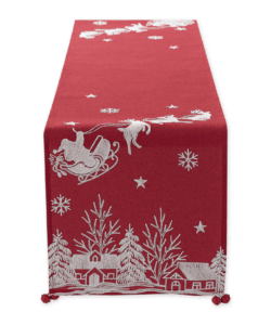 Santas Sleigh Embroidered Table Runner (14 X 70)