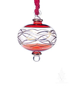 Egyptian Glass Red and Gold Round Ornament