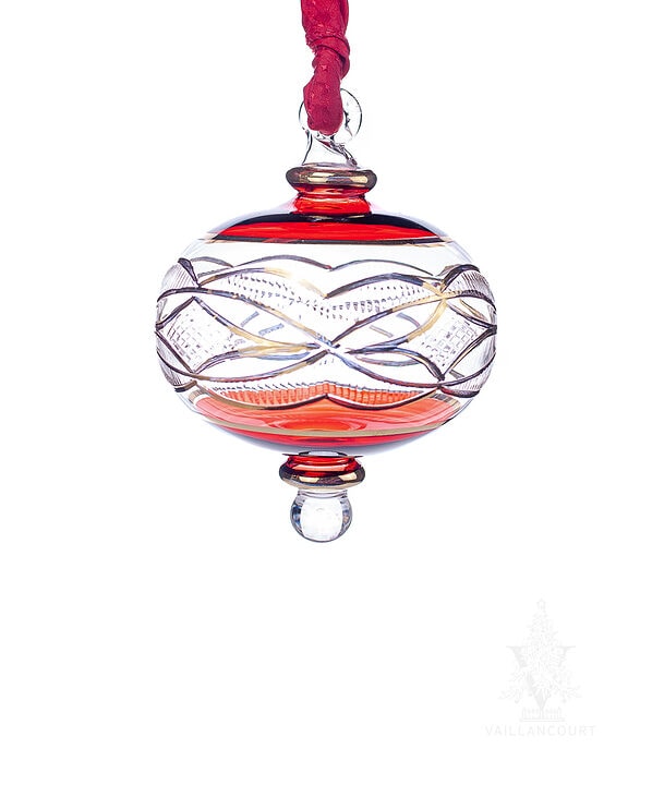 Egyptian Glass Red and Gold Round Ornament