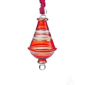 Egyptian Glass Red with Gold Striped Ornament