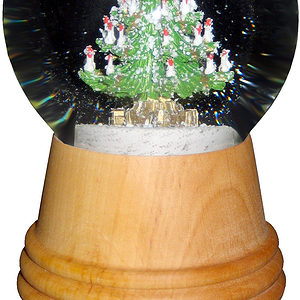 Perzy Snowglobe - Medium Christmas Tree with Wooden Base