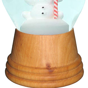 Perzy Snowglobe - Medium Snowman with Candy Cane with Wooden Base