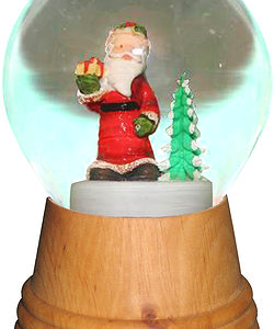 Perzy Snowglobe - Medium Santa with Tree on Wooden Base