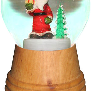 Perzy Snowglobe - Medium Santa with Tree on Wooden Base