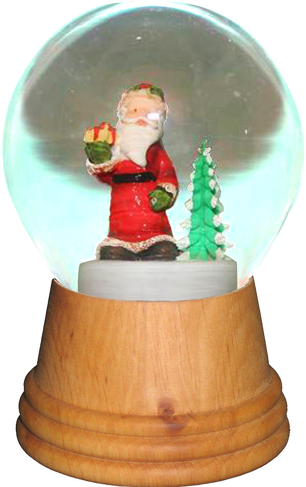 Perzy Snowglobe - Medium Santa with Tree on Wooden Base