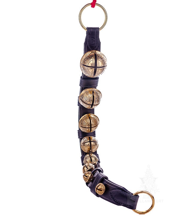 Belsnickel Bells' Black Leather Strap with Keepers Brass Bells