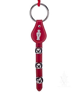 Belsnickel Bells' 3-Bell Red Leather Strap with Nutcracker Charm