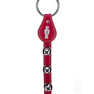 Belsnickel Bells' 3-Bell Red Leather Strap with Nutcracker Charm