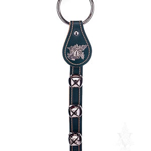 Belsnickel Bells' 3-Bell Green Leather Strap with Victorian Bells Charm