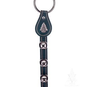 Belsnickel Bells' 3-Bell Green Leather Strap with Tree Charm