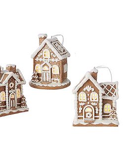 Lighted Gingerbread House Ornament (Assorted)