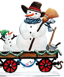 Train Car with Snowman Pewter by Wilhelm Schweizer
