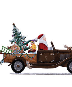 Santa In Pickup Truck Pewter by Wilhelm Schweizer