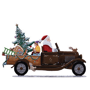 Santa In Pickup Truck Pewter by Wilhelm Schweizer